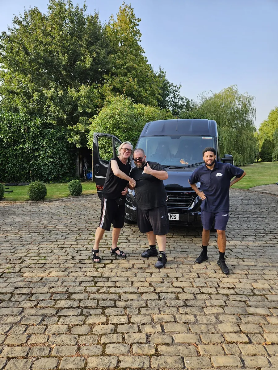 Three of the crew – Cobbled driveway, job done – MV Movers